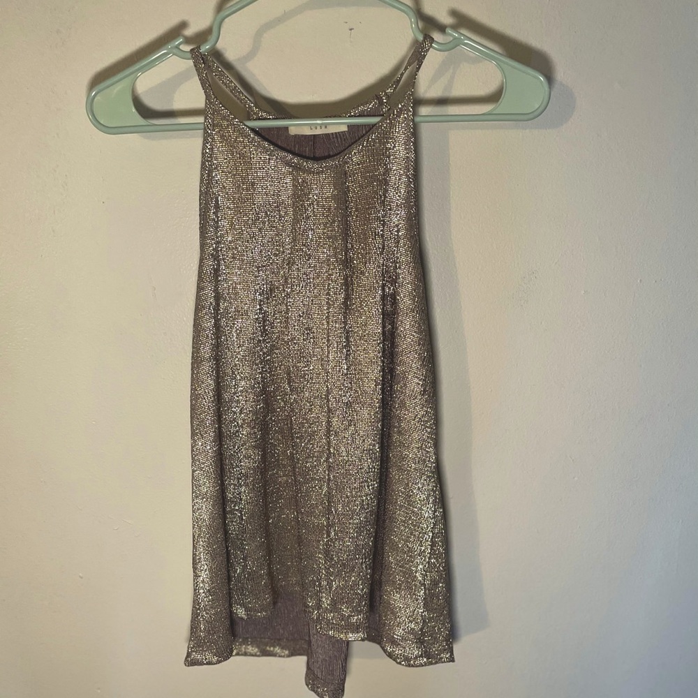 Lush Gold Shimmer high neck tank top